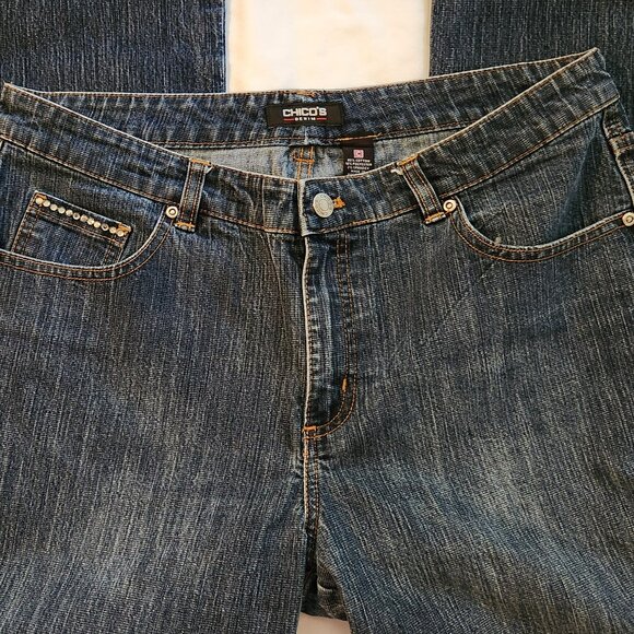 Chico's Denim - Chico's jeans sz 2 sz 12 straight studded great condition !